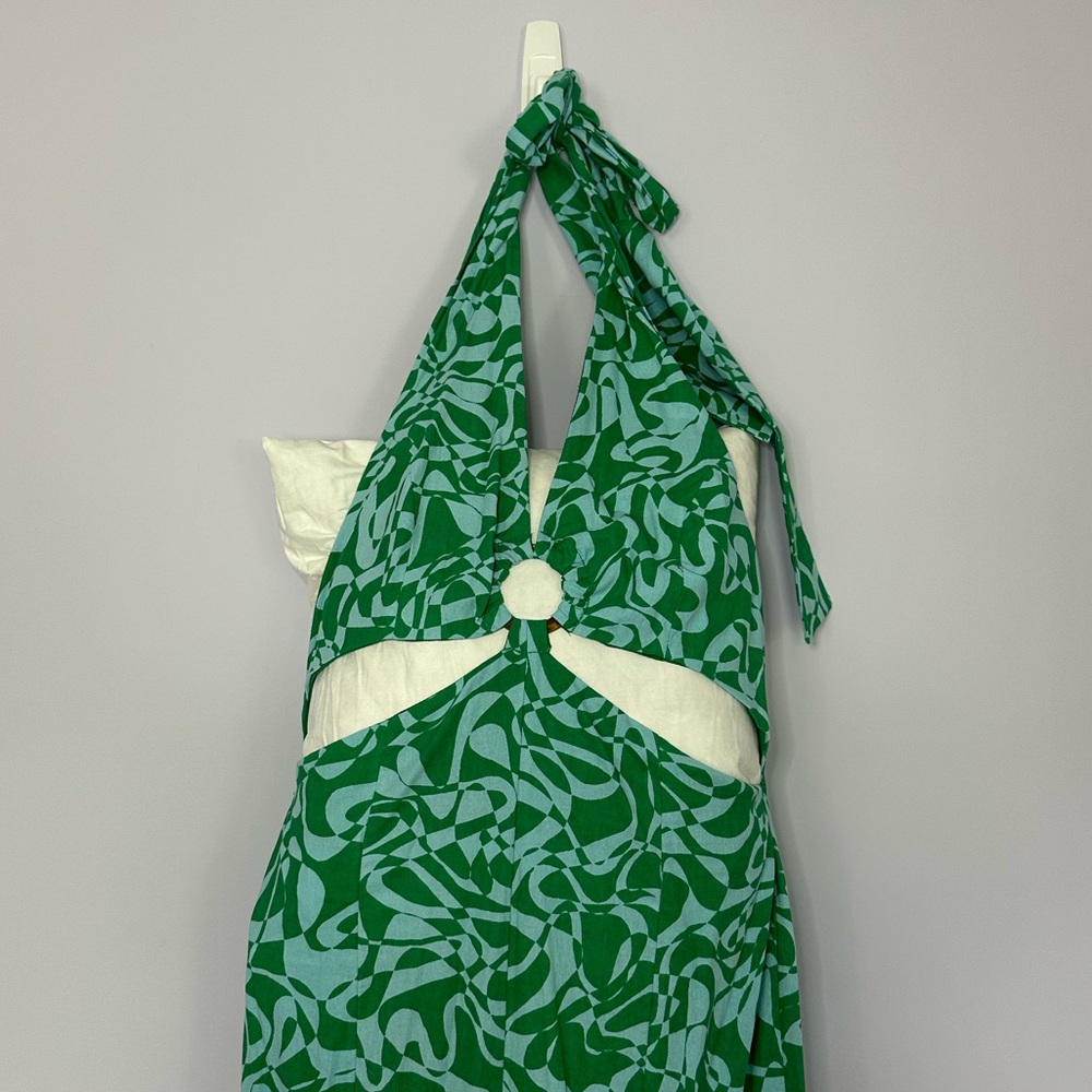 Free People Blue and Green Floral Halter Jumpsuit - Picture 3 of 6